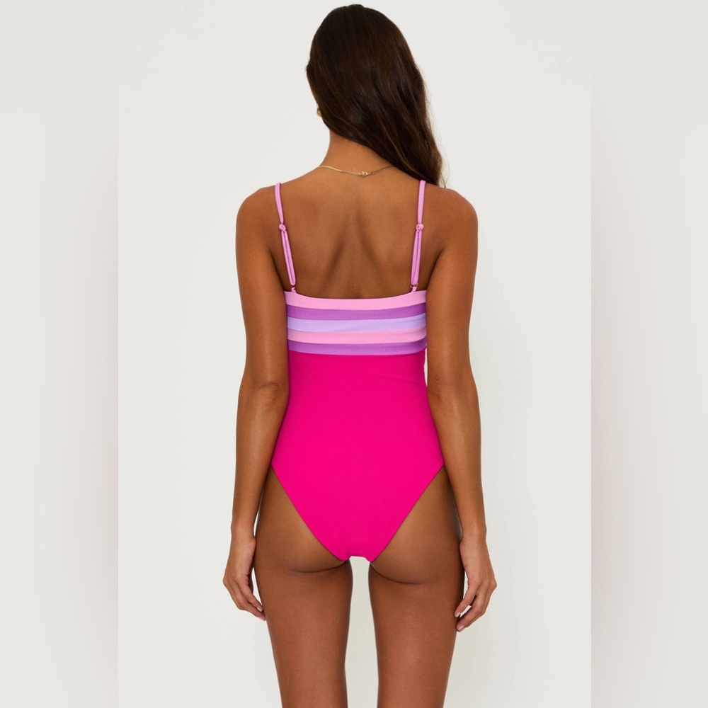 Beach Riot Jessa One Piece Raspberry Colorblock, Size Large, $178 - Picture 3 of 14